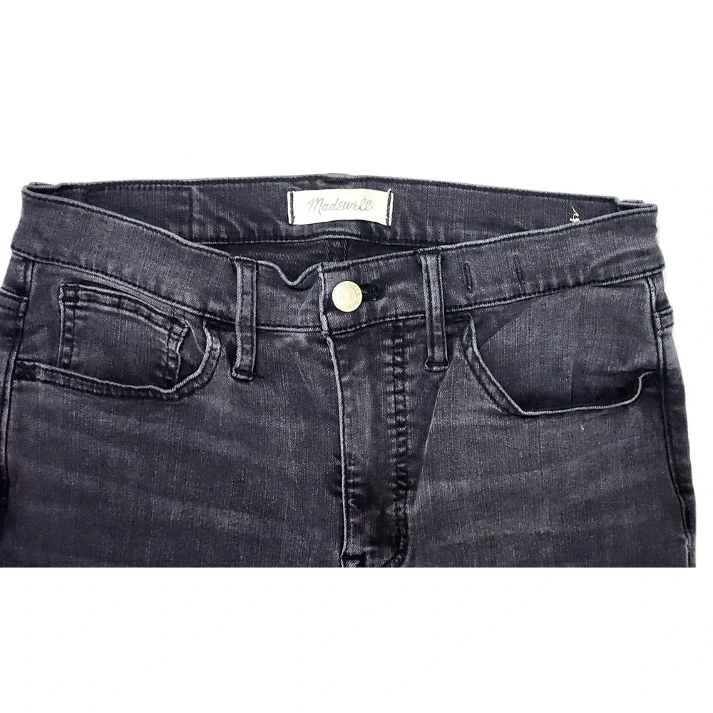 Madewell Road Tripper Skinny Jeans Women's 28 Black Faded Denim Mid Rise Stretch